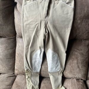Girls Tan Riding Breeches with Knee Patches